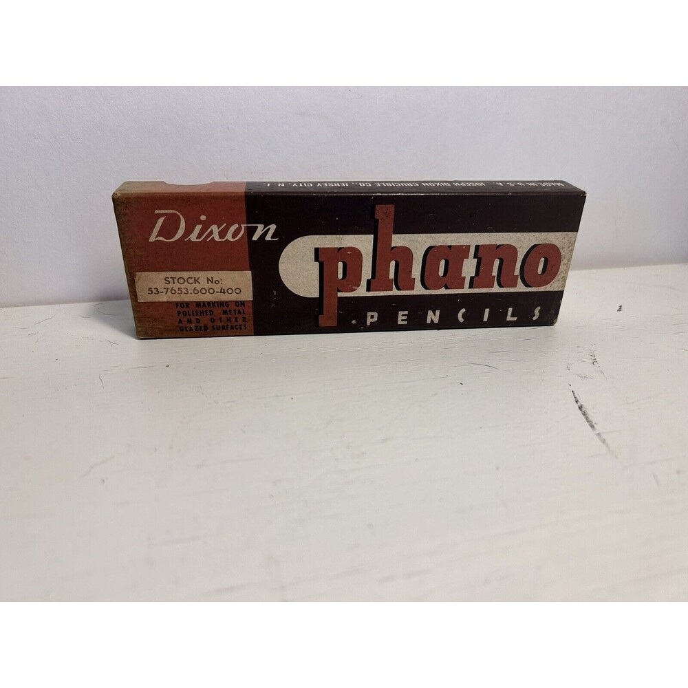 Vintage Dixon "Phano" Pencils - Metal/Glazed Surface Pencil - Box of 12 - Brown